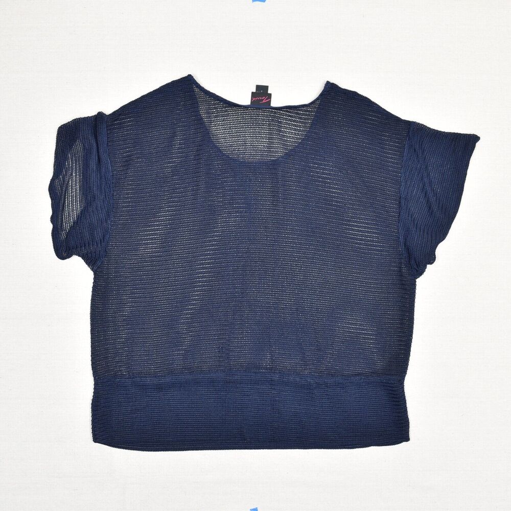 Torrid Women Blouse Knit Short Sleeve Solid Crew Neck Polyester Blue Plus Size 3 - Picture 3 of 8